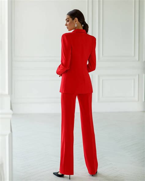 michael kors womens red pant suit|fitted pantsuit with sharp tailoring.